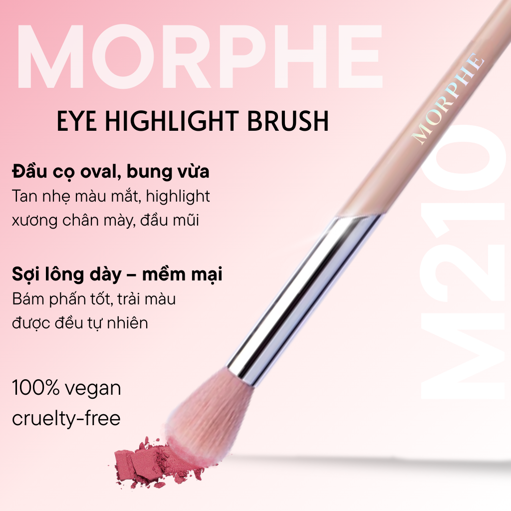 Cọ Tán Màu Mắt / Highlight Nhỏ Morphe Eye Highlight Brush M210 – Đầu Oval, Bung Vừa